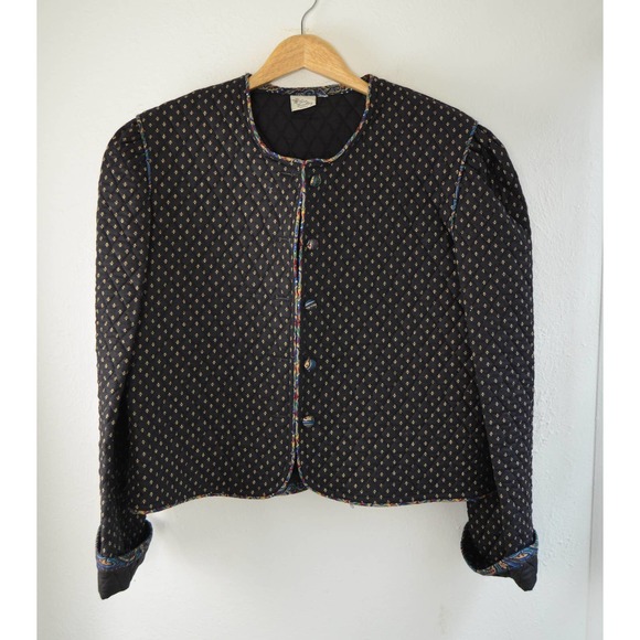 Vera Bradley Black Quilted Jacket with Multicolor Accents - Picture 1 of 6